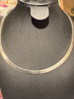 Sterling Silver 925 Italy Omega Chain Necklace 33.1g Thick Collar Choker